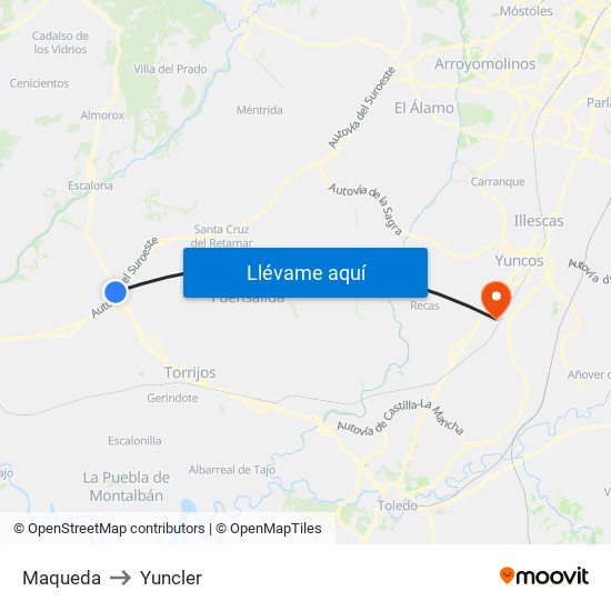 Maqueda to Yuncler map