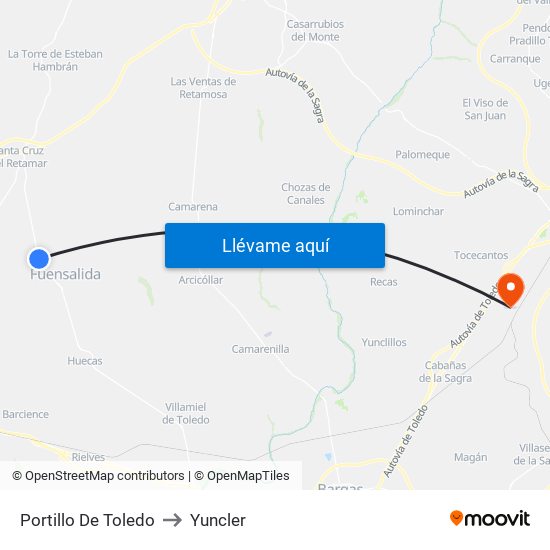 Portillo De Toledo to Yuncler map