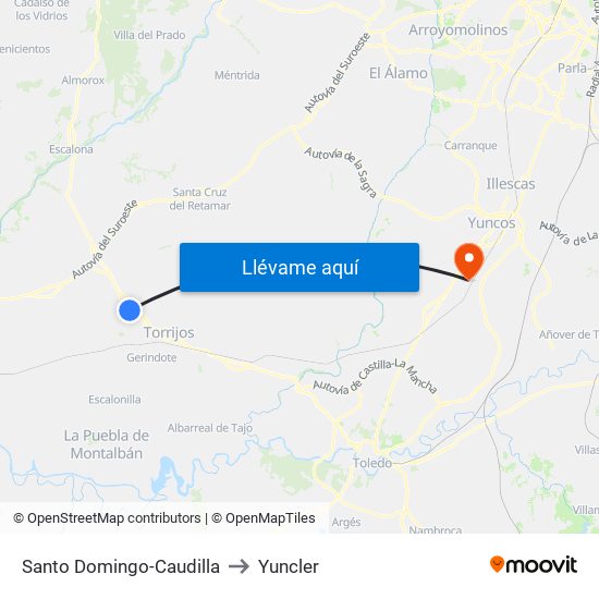 Santo Domingo-Caudilla to Yuncler map