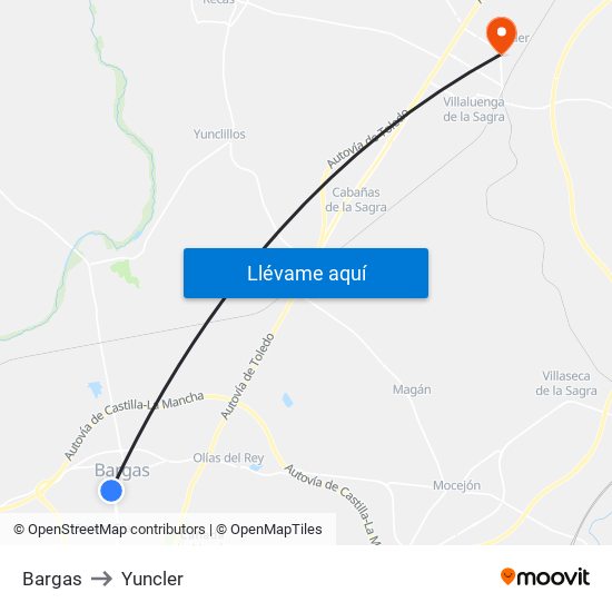 Bargas to Yuncler map
