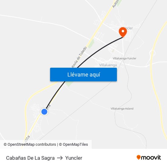 Cabañas De La Sagra to Yuncler map