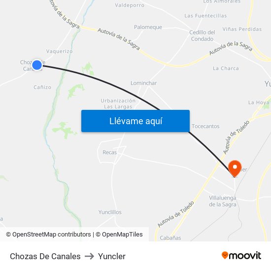 Chozas De Canales to Yuncler map