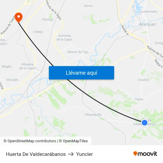 Huerta De Valdecarábanos to Yuncler map