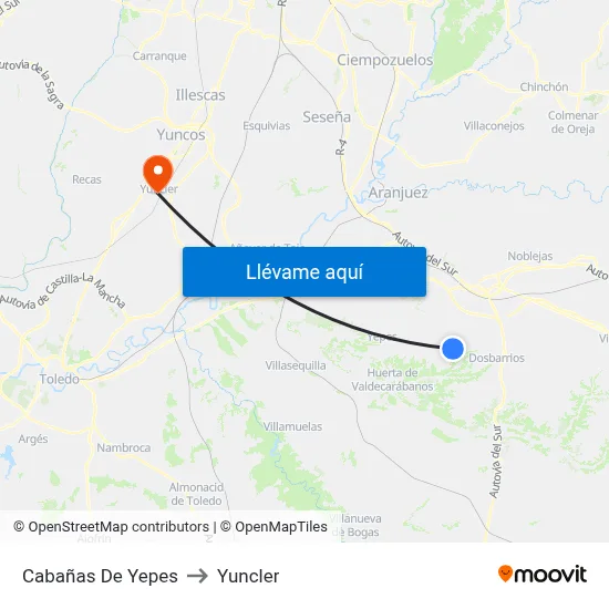 Cabañas De Yepes to Yuncler map