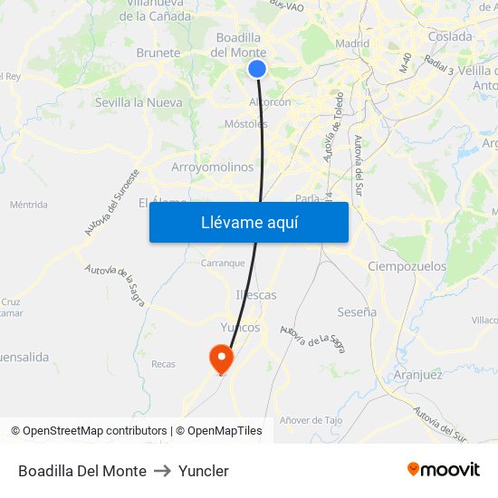 Boadilla Del Monte to Yuncler map