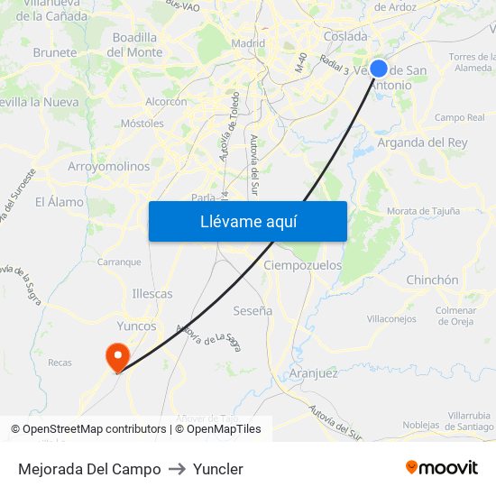 Mejorada Del Campo to Yuncler map