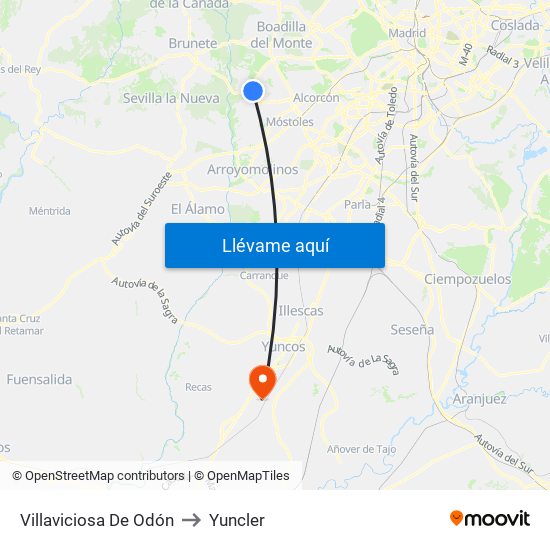 Villaviciosa De Odón to Yuncler map