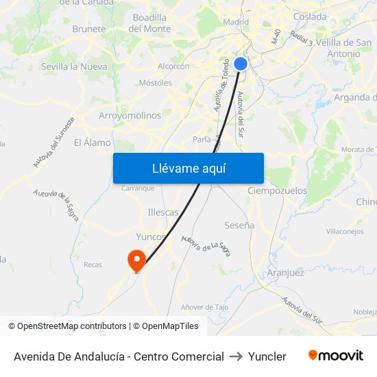 Avenida De Andalucía - Centro Comercial to Yuncler map