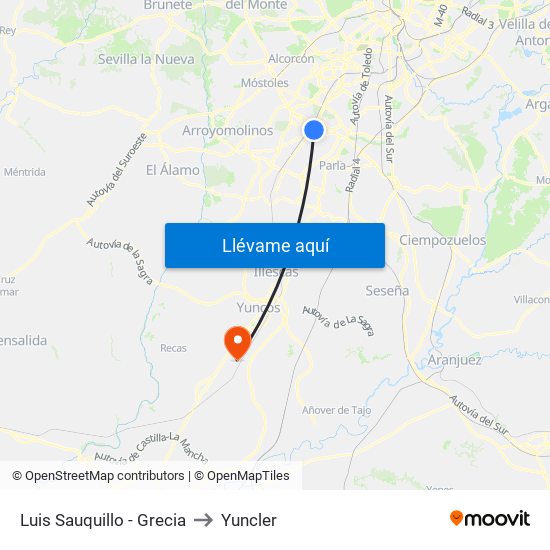 Luis Sauquillo - Grecia to Yuncler map