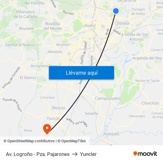 Av. Logroño - Pza. Pajarones to Yuncler map