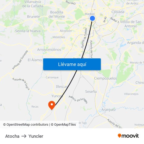 Atocha to Yuncler map