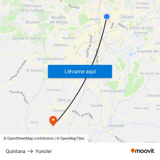 Quintana to Yuncler map