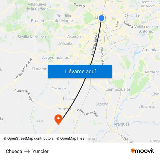 Chueca to Yuncler map
