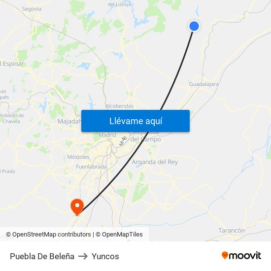 Puebla De Beleña to Yuncos map