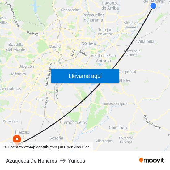 Azuqueca De Henares to Yuncos map