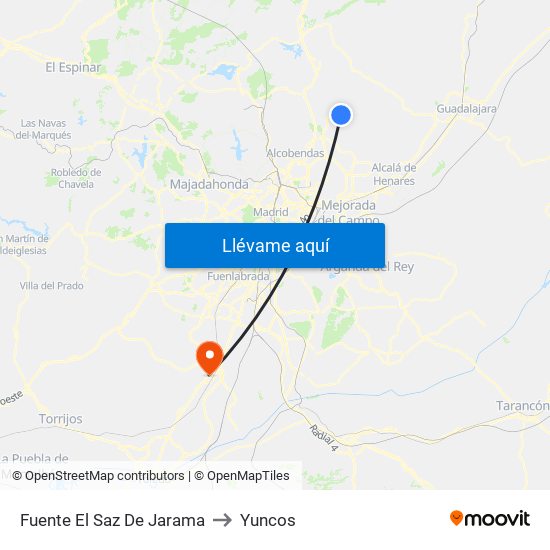 Fuente El Saz De Jarama to Yuncos map