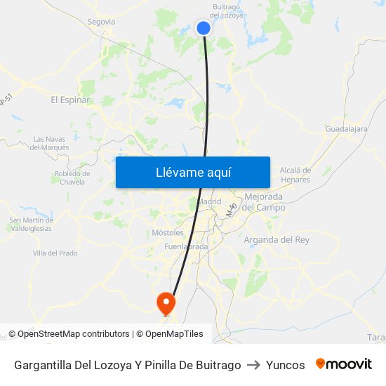 Gargantilla Del Lozoya Y Pinilla De Buitrago to Yuncos map