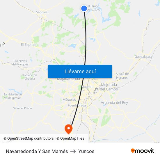Navarredonda Y San Mamés to Yuncos map