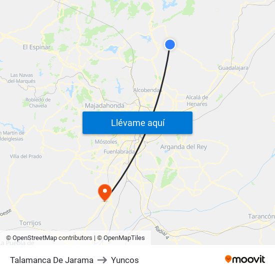 Talamanca De Jarama to Yuncos map