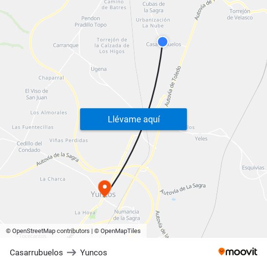 Casarrubuelos to Yuncos map