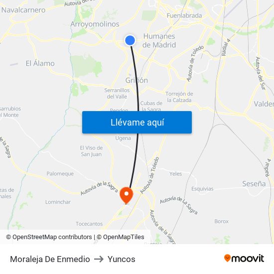 Moraleja De Enmedio to Yuncos map