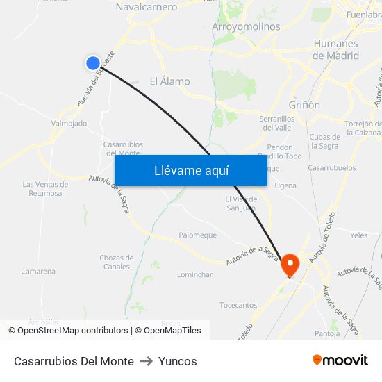 Casarrubios Del Monte to Yuncos map