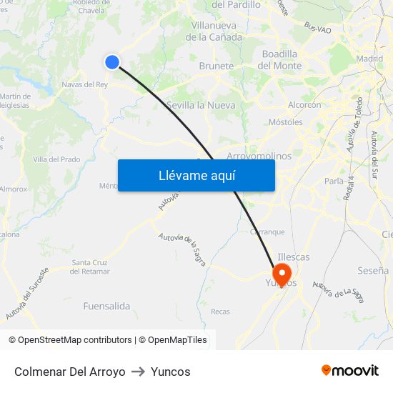 Colmenar Del Arroyo to Yuncos map