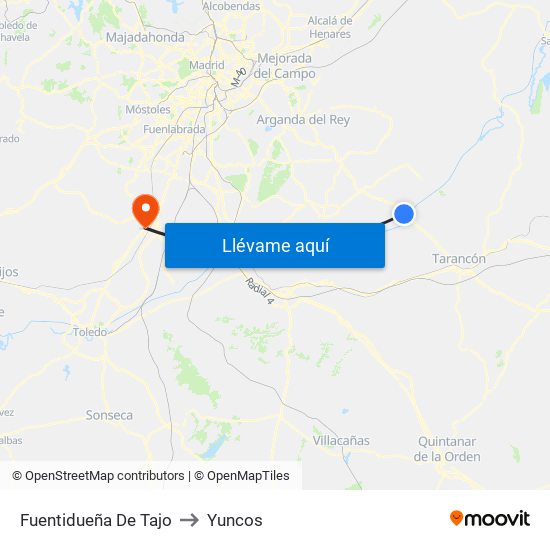 Fuentidueña De Tajo to Yuncos map