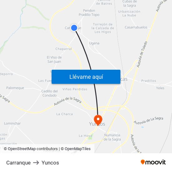 Carranque to Yuncos map