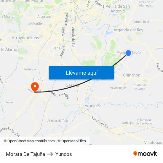 Morata De Tajuña to Yuncos map