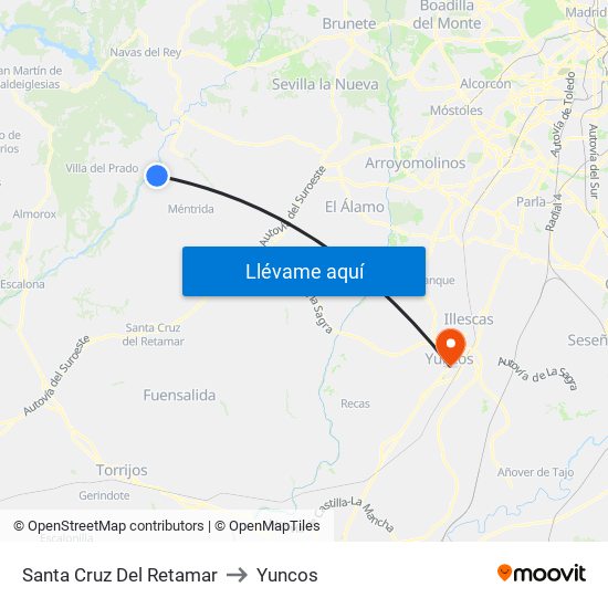 Santa Cruz Del Retamar to Yuncos map