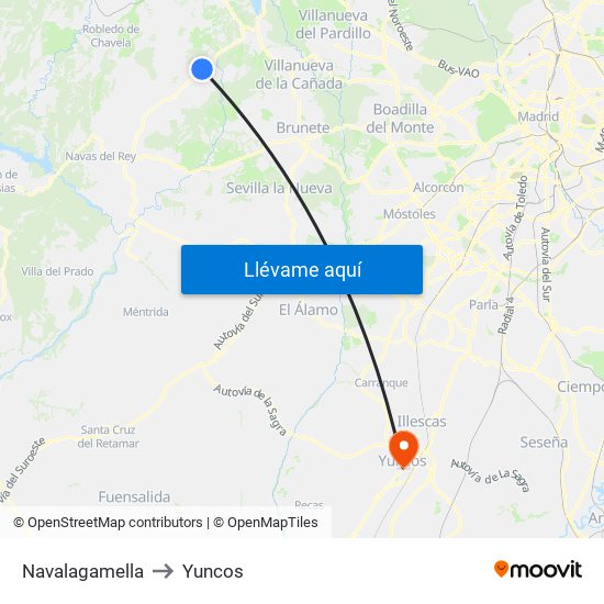 Navalagamella to Yuncos map