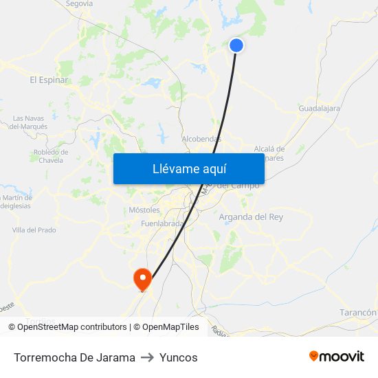 Torremocha De Jarama to Yuncos map