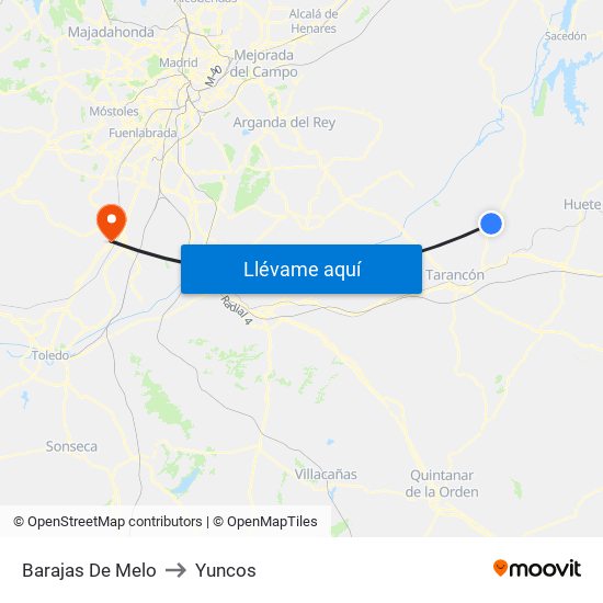 Barajas De Melo to Yuncos map