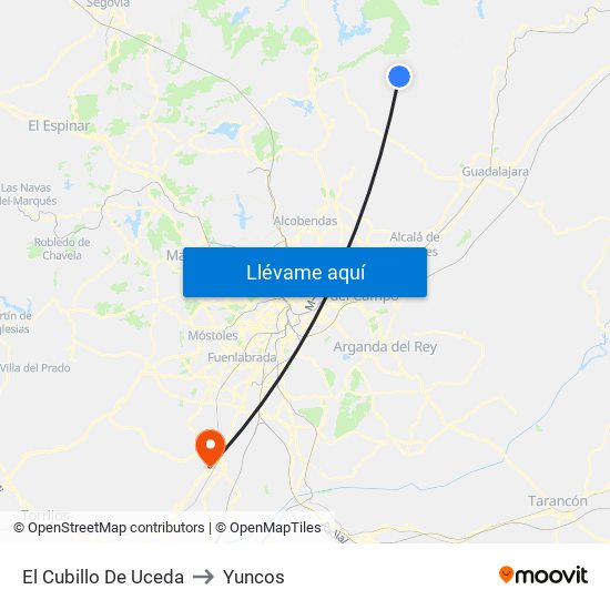 El Cubillo De Uceda to Yuncos map