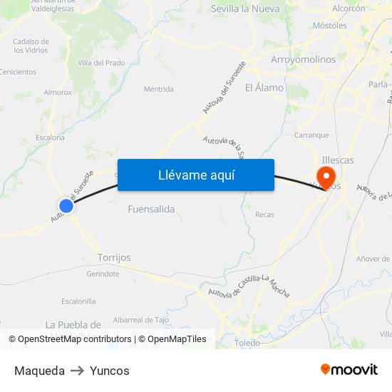 Maqueda to Yuncos map