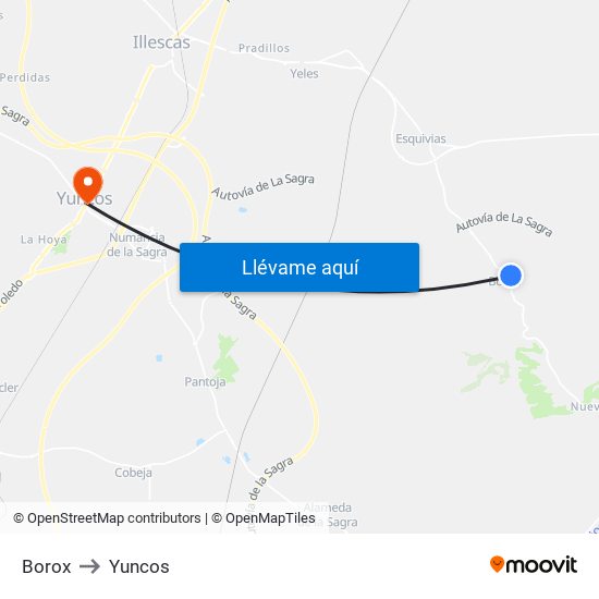 Borox to Yuncos map