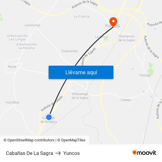 Cabañas De La Sagra to Yuncos map
