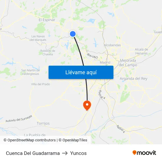 Cuenca Del Guadarrama to Yuncos map