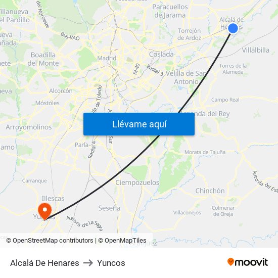 Alcalá De Henares to Yuncos map