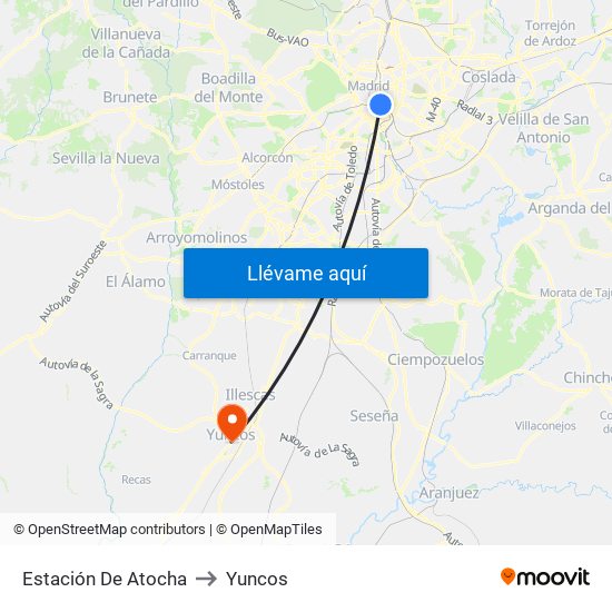 Estación De Atocha to Yuncos map