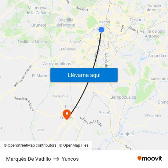 Marqués De Vadillo to Yuncos map