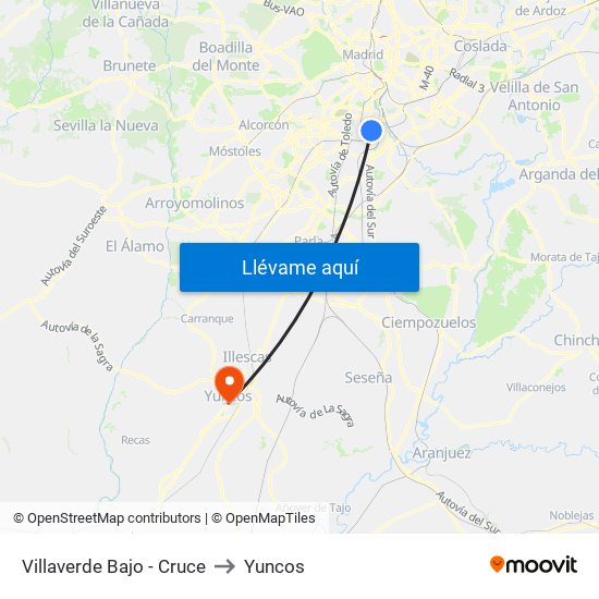 Villaverde Bajo - Cruce to Yuncos map