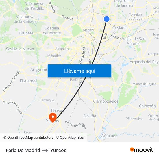 Feria De Madrid to Yuncos map