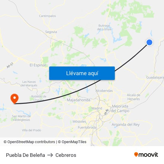 Puebla De Beleña to Cebreros map