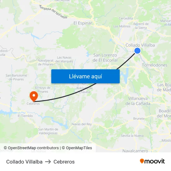 Collado Villalba to Cebreros map