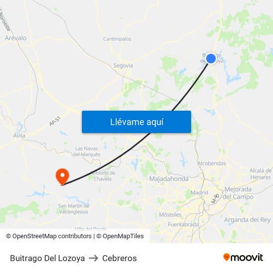 Buitrago Del Lozoya to Cebreros map