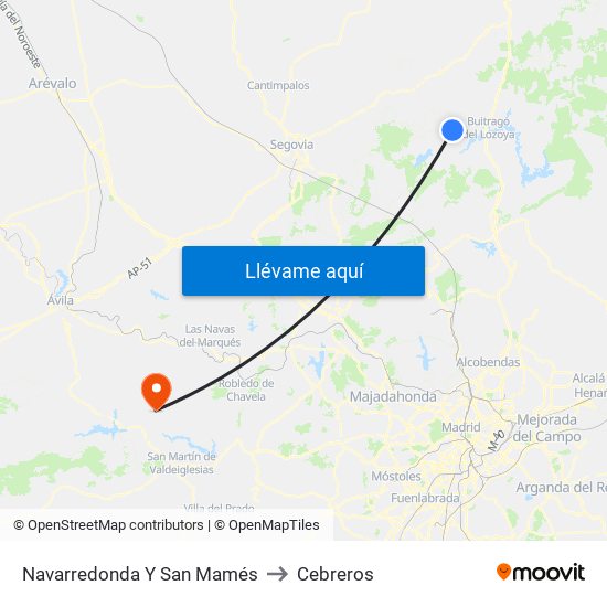 Navarredonda Y San Mamés to Cebreros map