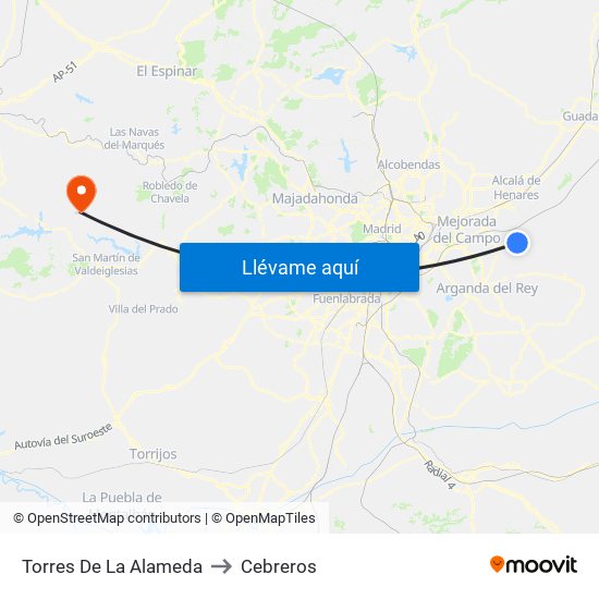 Torres De La Alameda to Cebreros map
