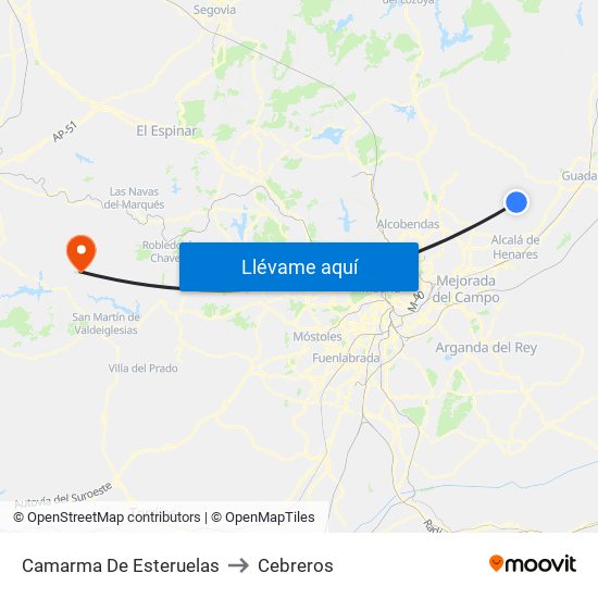 Camarma De Esteruelas to Cebreros map